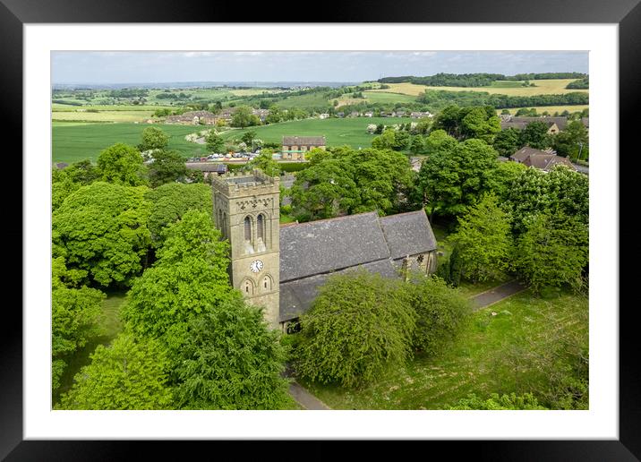 The Parish Church of St John Lepton Framed Mounted Print by Apollo Aerial Photography
