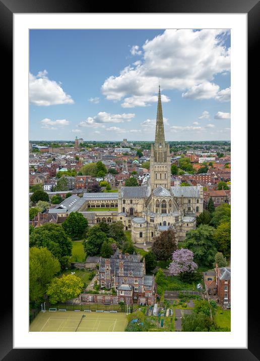 Norwich Cathedral Framed Mounted Print by Apollo Aerial Photography