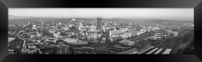 Sheffield Skyline Black and White Framed Print by Apollo Aerial Photography