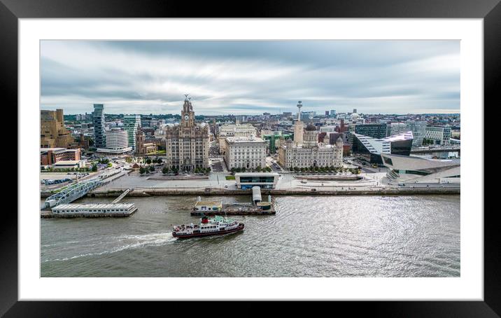 Ferry On The Mersey Framed Mounted Print by Apollo Aerial Photography