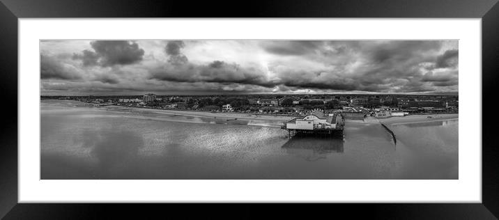Cleethorpes Pier Black and White Framed Mounted Print by Apollo Aerial Photography