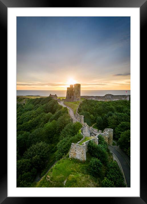 Sunrise at Scarborough Castle Framed Mounted Print by Apollo Aerial Photography