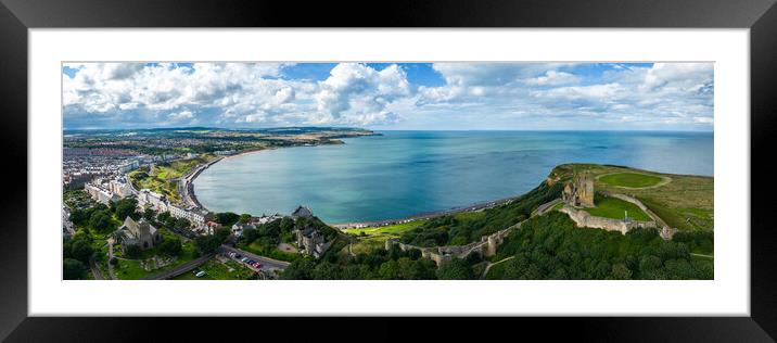 Scarborough Castle to North Bay Framed Mounted Print by Apollo Aerial Photography