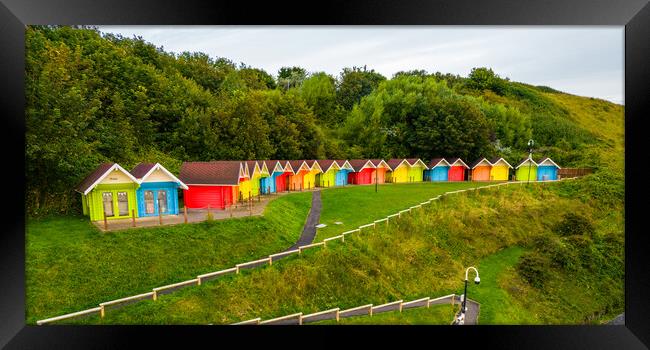 Scarborough Beach Huts Framed Print by Apollo Aerial Photography