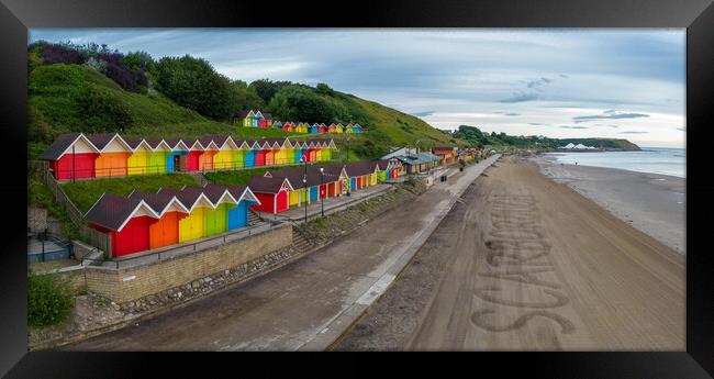 Scarborough Beach Huts Framed Print by Apollo Aerial Photography