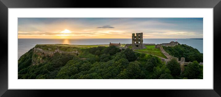 Scarborough Castle Sunrise Panorama Framed Mounted Print by Apollo Aerial Photography