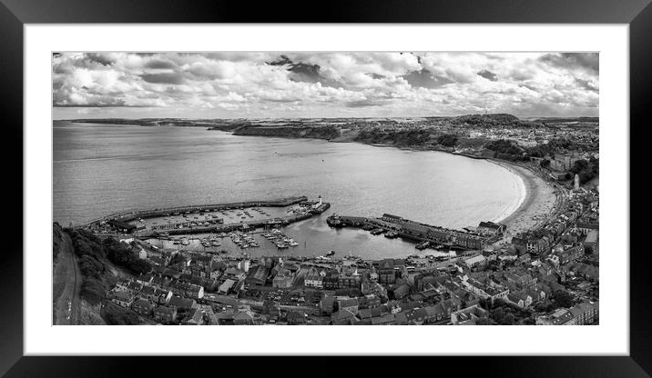 Scarborough's South Bay Black and White Framed Mounted Print by Apollo Aerial Photography