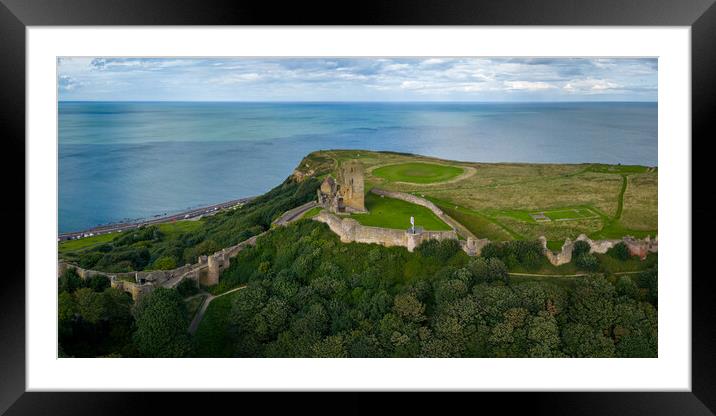 Scarborough Castle Bay Panorama Framed Mounted Print by Apollo Aerial Photography