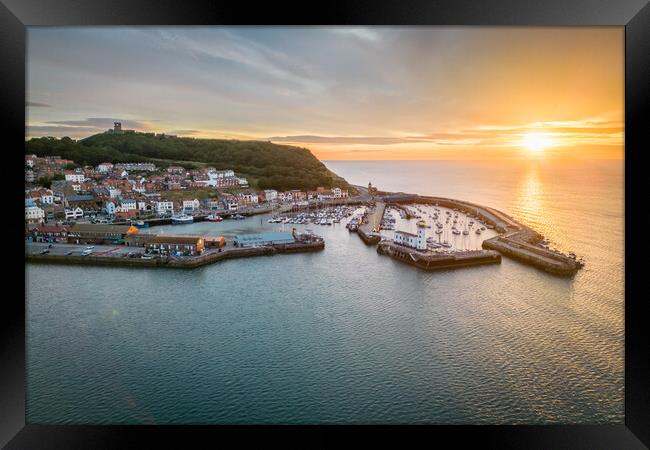 Scarborough Sunrise Panorama Framed Print by Apollo Aerial Photography