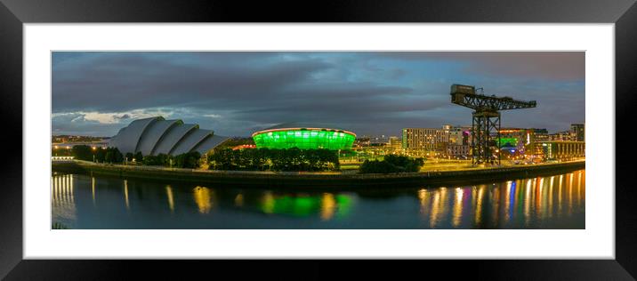 Glasgow Waterfront at Night Framed Mounted Print by Apollo Aerial Photography