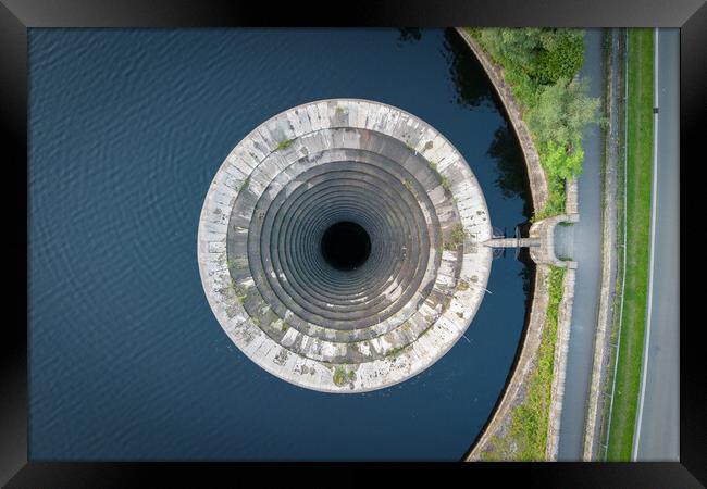 Ladybower Plug Hole Framed Print by Apollo Aerial Photography
