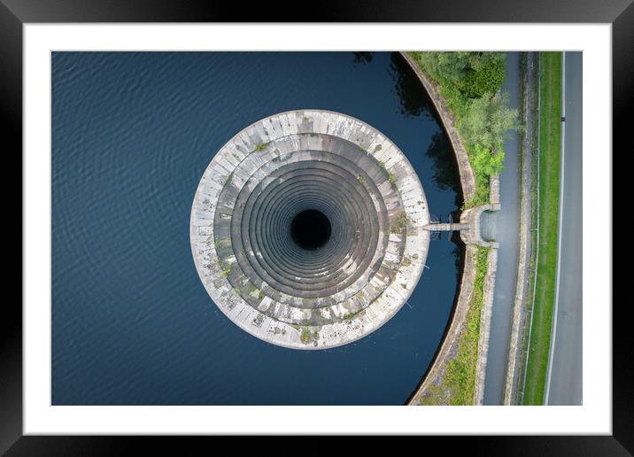 Ladybower Plug Hole Framed Mounted Print by Apollo Aerial Photography