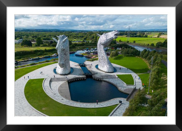 The Kelpies Framed Mounted Print by Apollo Aerial Photography