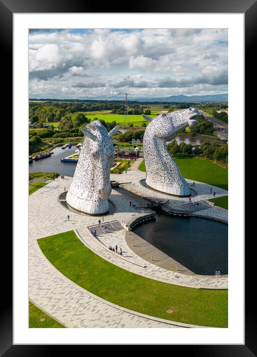 Kelpies Sculpture Falkirk Framed Mounted Print by Apollo Aerial Photography