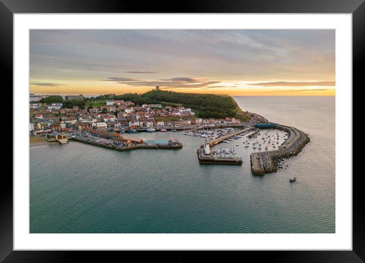 Scarborough Harbour Sunrise Framed Mounted Print by Apollo Aerial Photography