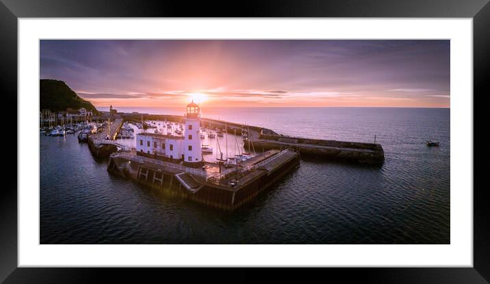 Scarborough Lighthouse  Framed Mounted Print by Apollo Aerial Photography