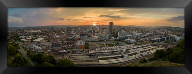 Sheffield Sunset Panorama Framed Print by Apollo Aerial Photography