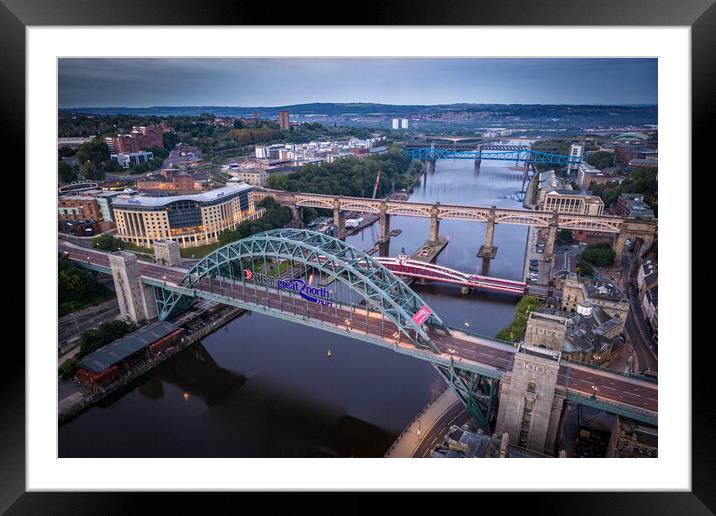 Newcastles Famous Bridges Framed Mounted Print by Apollo Aerial Photography