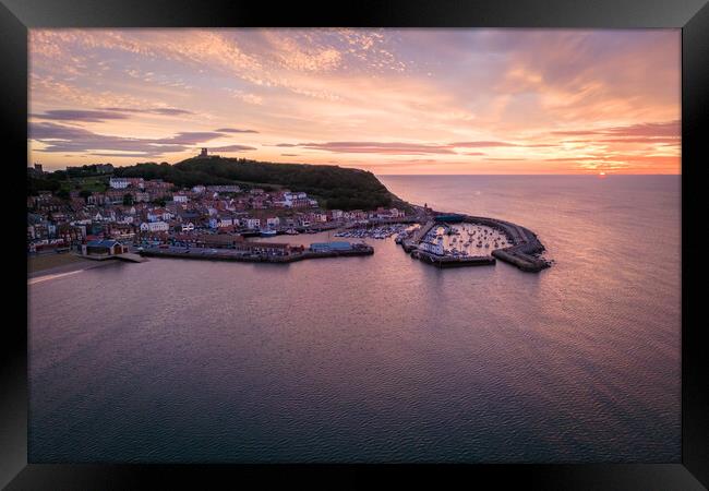 Scarborough Harbour Sunrise Framed Print by Apollo Aerial Photography