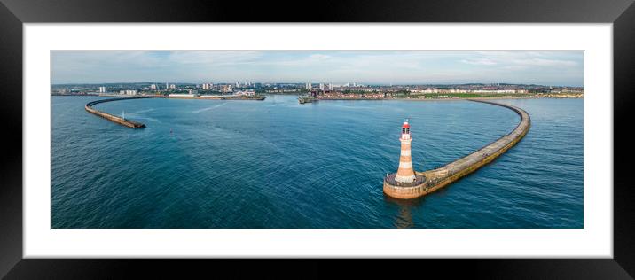 Entrance to Roker Harbour Framed Mounted Print by Apollo Aerial Photography