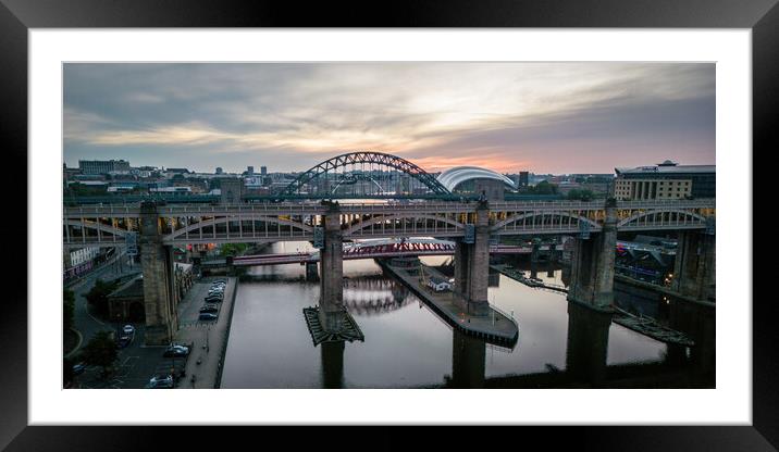 Bridges of Newcastle Framed Mounted Print by Apollo Aerial Photography