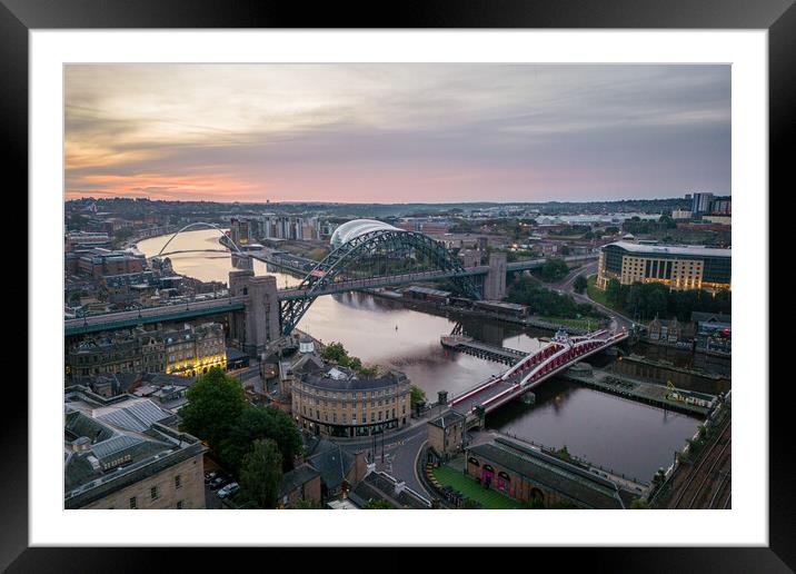 Newcastle Bridges on the Tyne Framed Mounted Print by Apollo Aerial Photography