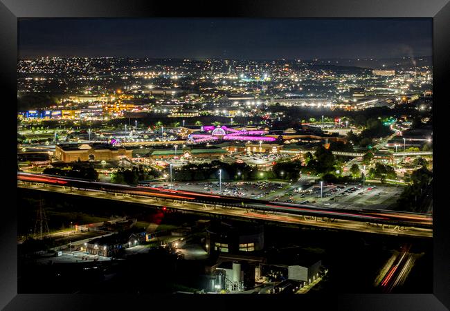 Meadowhall at Night Framed Print by Apollo Aerial Photography