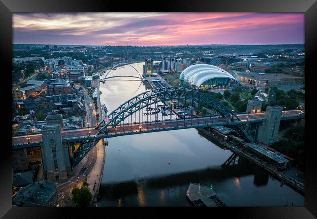 Tyne Bridges at Dawn Framed Print by Apollo Aerial Photography