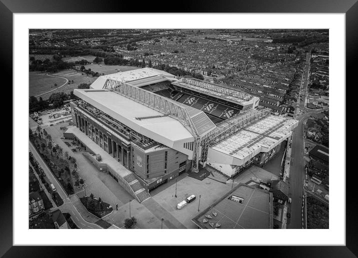 Anfield Stadium Mono Framed Mounted Print by Apollo Aerial Photography