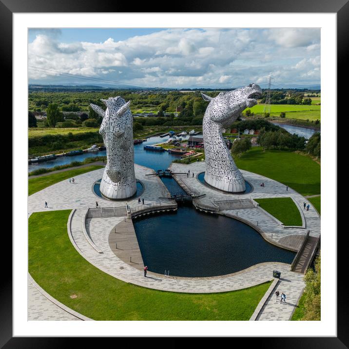 The Kelpies Framed Mounted Print by Apollo Aerial Photography