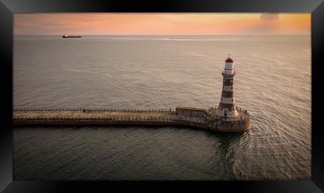Roker Pier Sunset Framed Print by Apollo Aerial Photography