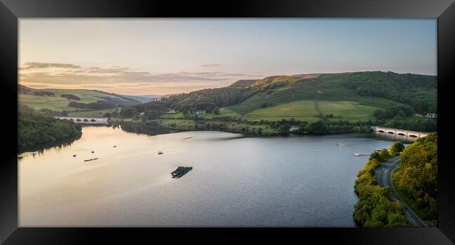 Ladybower At Sunset Framed Print by Apollo Aerial Photography
