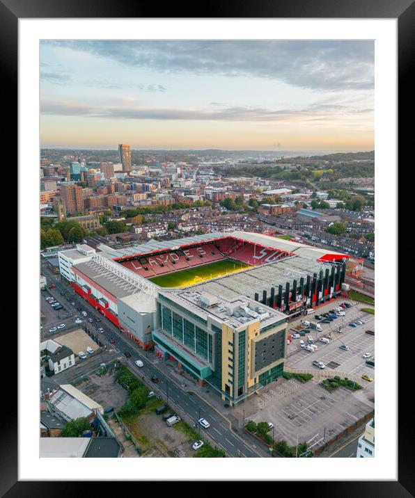 Sunrise over Bramall Lane Framed Mounted Print by Apollo Aerial Photography