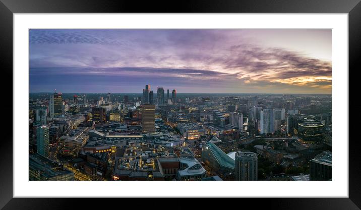Manchester Dusk Framed Mounted Print by Apollo Aerial Photography