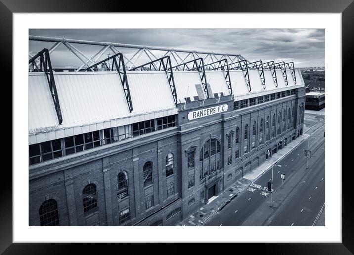 Ibrox Monotone Framed Mounted Print by Apollo Aerial Photography