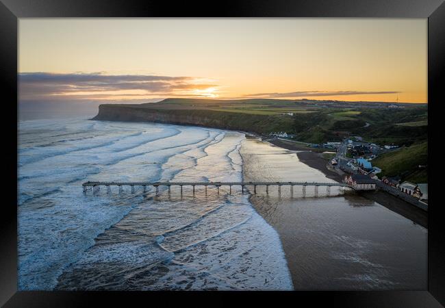 Sunrise at Saltburn by the Sea Framed Print by Apollo Aerial Photography