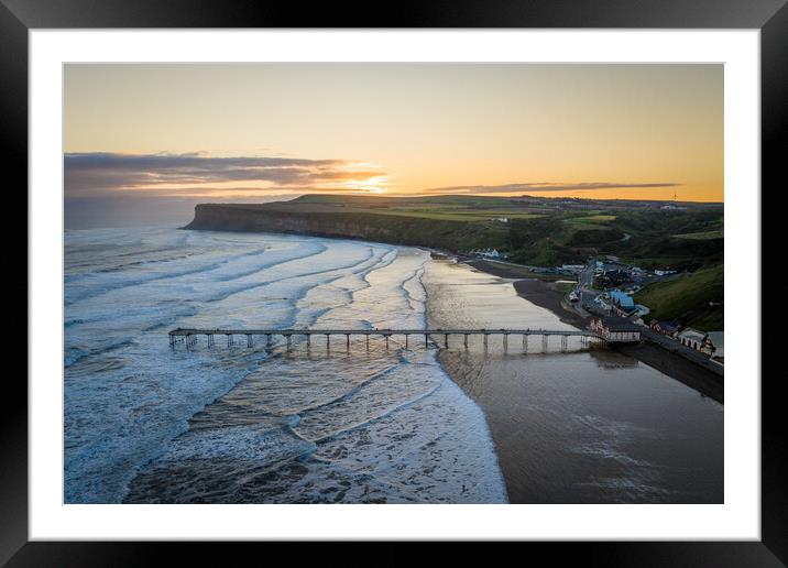 Sunrise at Saltburn by the Sea Framed Mounted Print by Apollo Aerial Photography
