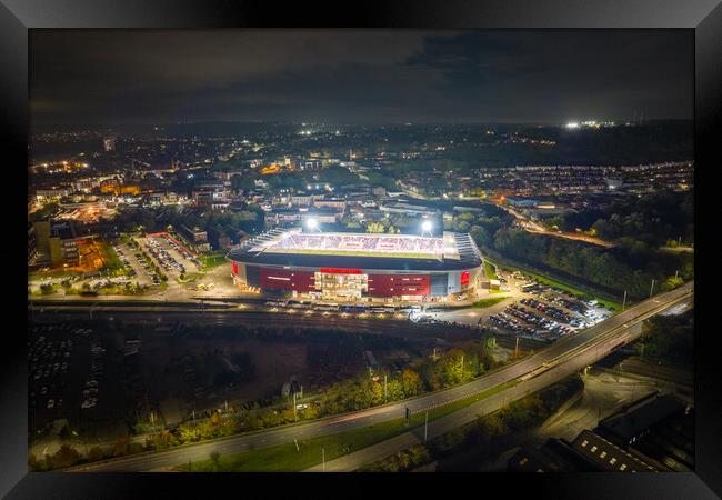 NYS Under the Lights Framed Print by Apollo Aerial Photography