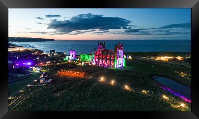 Whitby Abbey Illuminations Framed Print by Apollo Aerial Photography