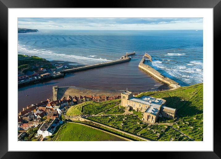Church of St Marys Whitby Framed Mounted Print by Apollo Aerial Photography