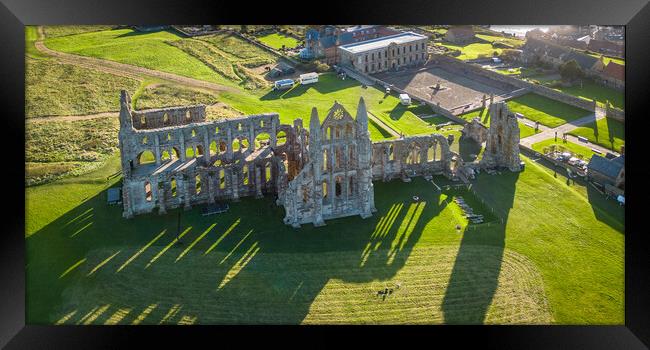 Whitby Abbey shadows  Framed Print by Apollo Aerial Photography