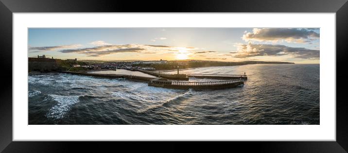 Whitby Sunset Framed Mounted Print by Apollo Aerial Photography