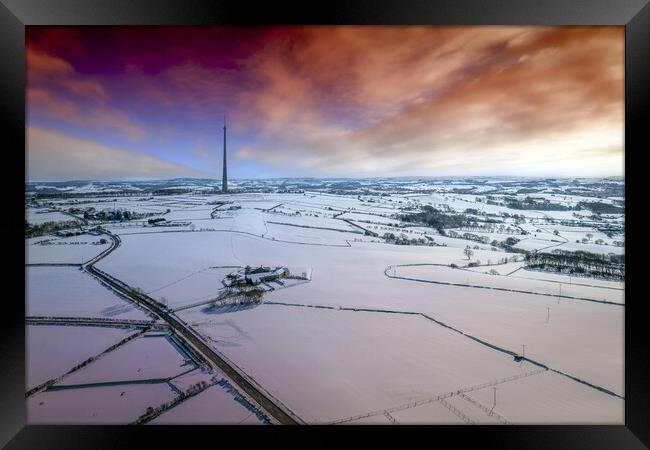 Emley Moor Winters Day Framed Print by Apollo Aerial Photography
