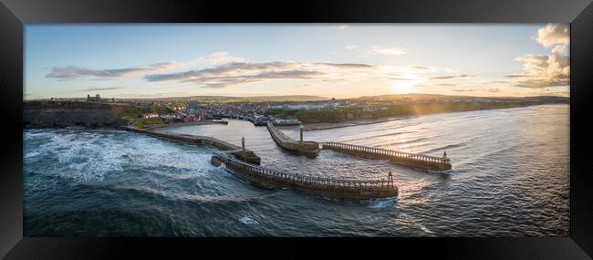 Whitby Harbour Sunset Framed Print by Apollo Aerial Photography