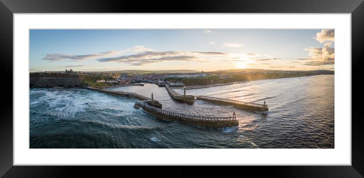 Whitby Harbour Sunset Framed Mounted Print by Apollo Aerial Photography