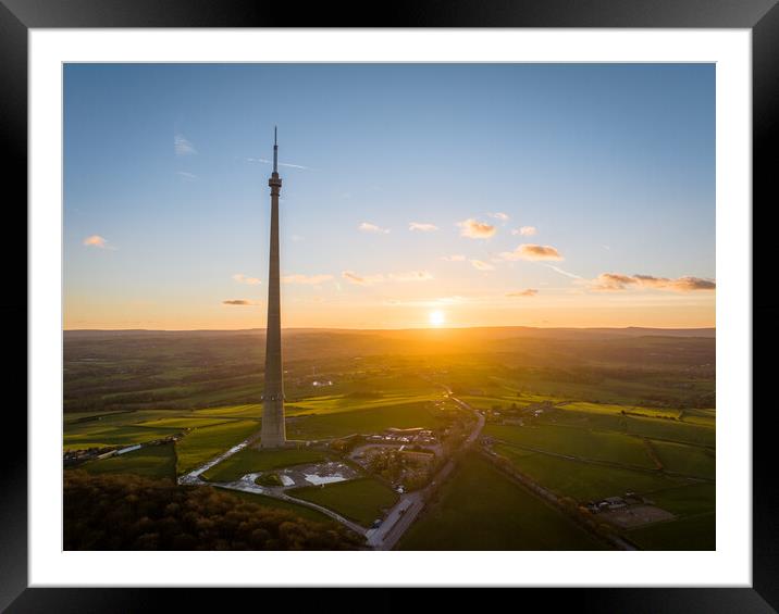 Emley Moor Mast Framed Mounted Print by Apollo Aerial Photography