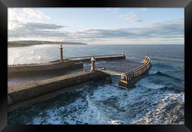 Whitby Harbour Walls Framed Print by Apollo Aerial Photography