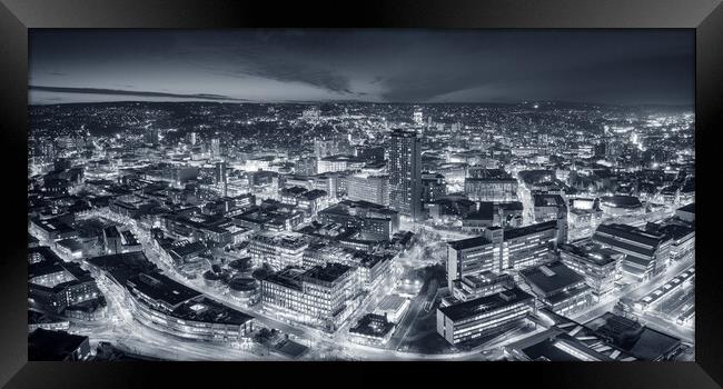 sheffield skyline black and white Framed Print by Apollo Aerial Photography