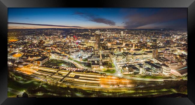 Sheffield Night Panorama Framed Print by Apollo Aerial Photography