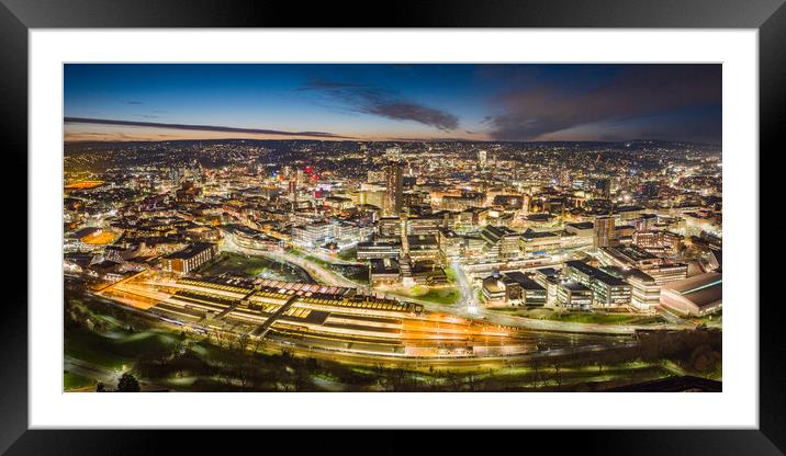 Sheffield Night Panorama Framed Mounted Print by Apollo Aerial Photography